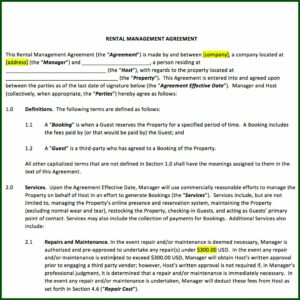 Vacation Home Rental Contract Template