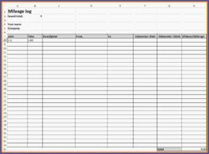 Vehicle Mileage Log Form