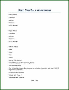 Vehicle Purchase Agreement Form Free Download