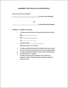 Vehicle Sale Agreement Format