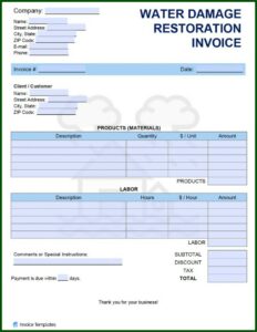 Water Damage Estimate Template