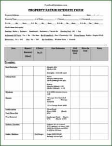 Water Damage Repair Estimate Sample