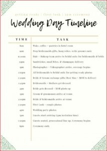 Wedding Day Timeline Template Excel Free