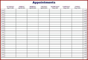 Weekly Appointment Planner Template Download
