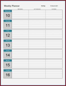Weekly Appointment Planner Template Excel