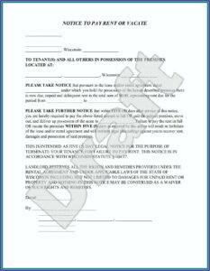 Wisconsin Eviction Forms 5 Day Notice