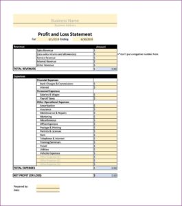 Year To Date Profit And Loss Statement Form