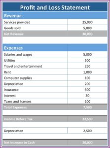 Year To Date Profit And Loss Statement Template Free