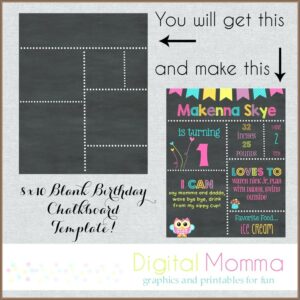 1st Birthday Chalkboard Poster Template Free