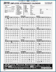 2019 Employee Attendance Calendar Template