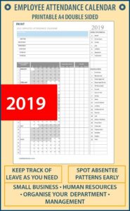 2021 Employee Attendance Calendar Printable