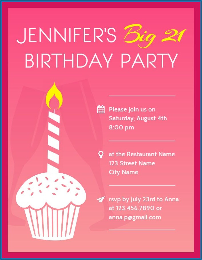 21st Birthday Party Invitation Templates