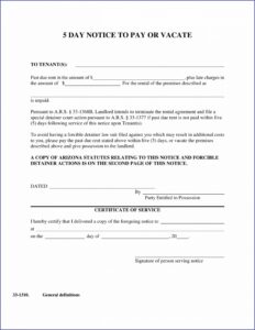 5 Day Eviction Notice Template Arizona