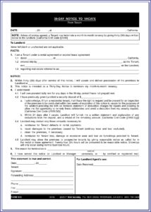 60 Day Notice To Vacate California Form Spanish