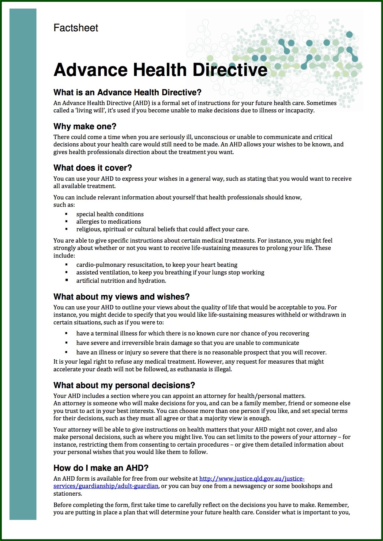Advance Health Directive Forms Qld