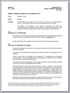 Annual General Meeting Minutes Example