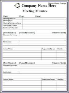 Annual General Meeting Minutes Template Australia