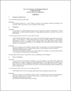 Annual General Meeting Minutes Template Canada
