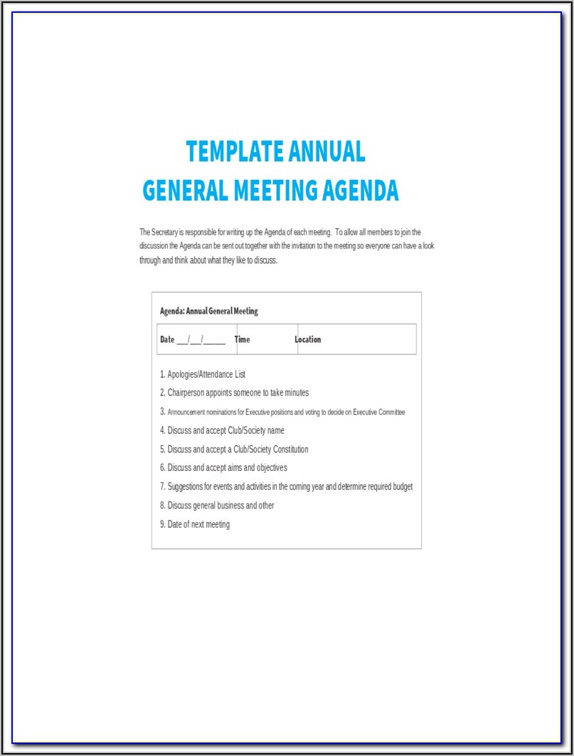 Annual General Meeting Minutes Template Singapore
