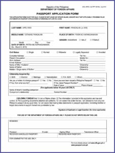 Application Form To Get A Passport