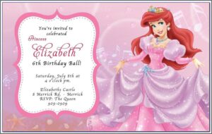 Ariel The Little Mermaid Invitations Templates