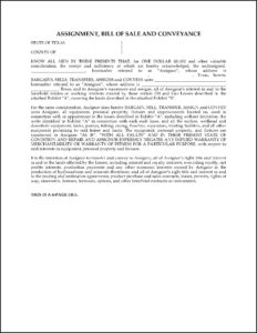 Assignment Of Oil And Gas Lease Form Texas