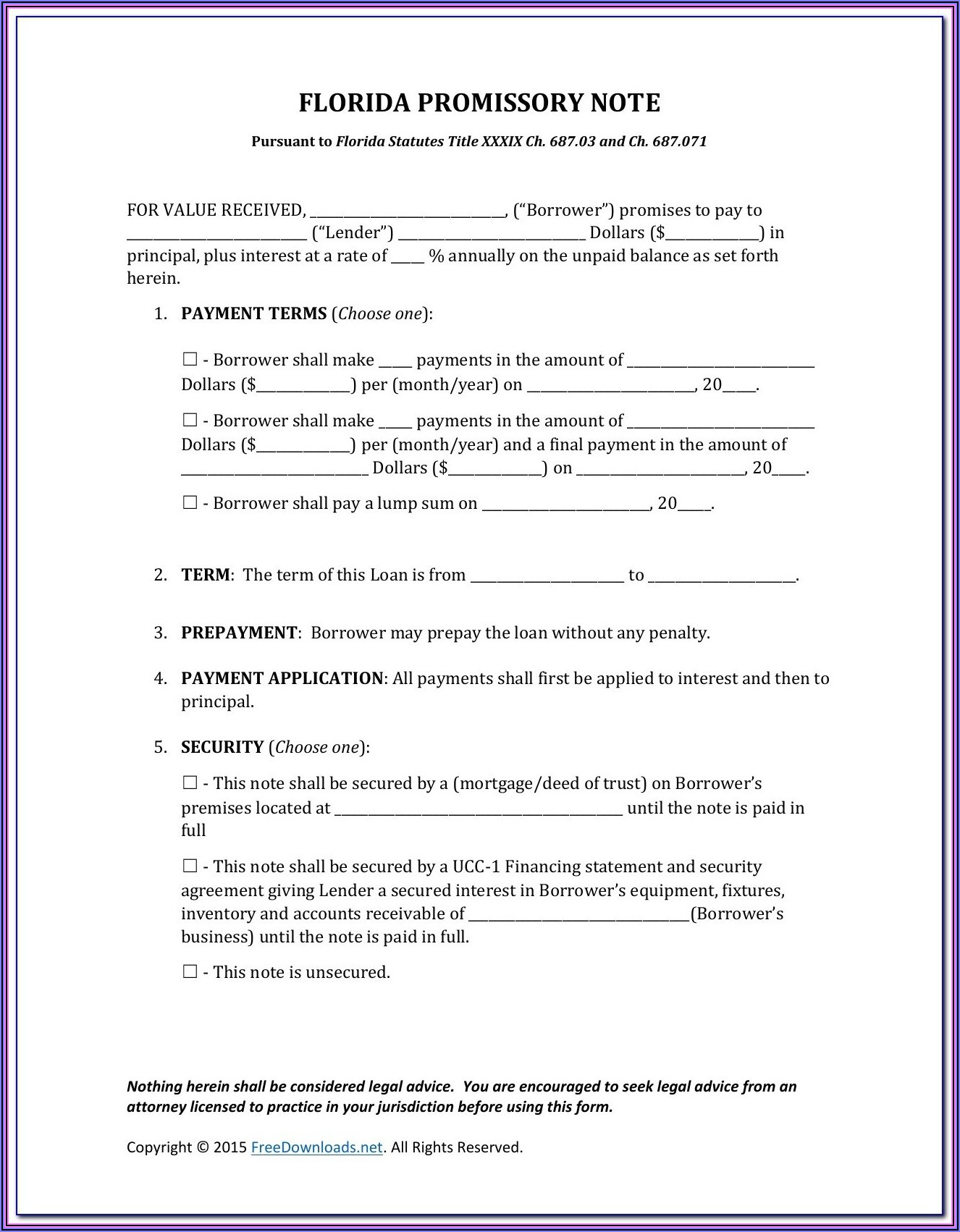Assignment Of Promissory Note To Trust Form