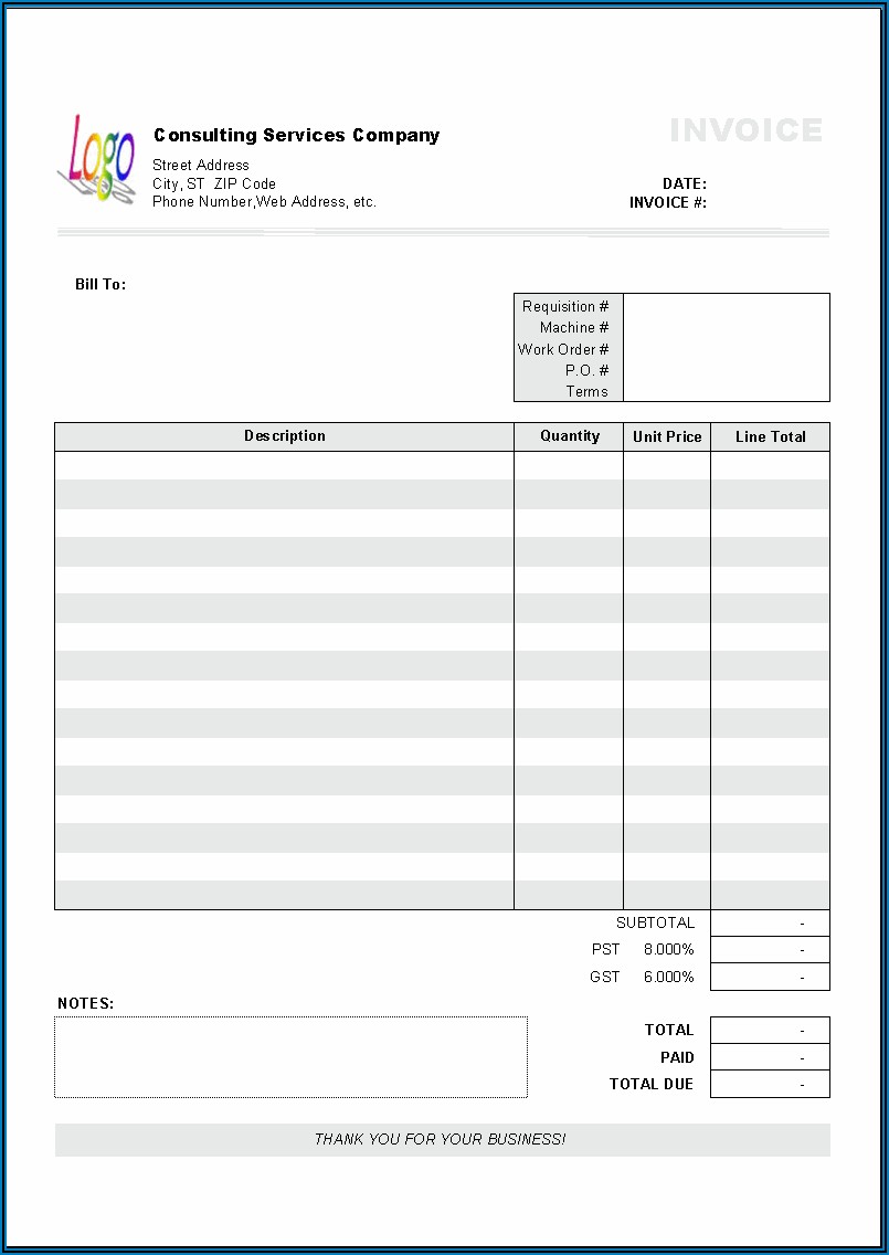 Australian Invoice Template Excel