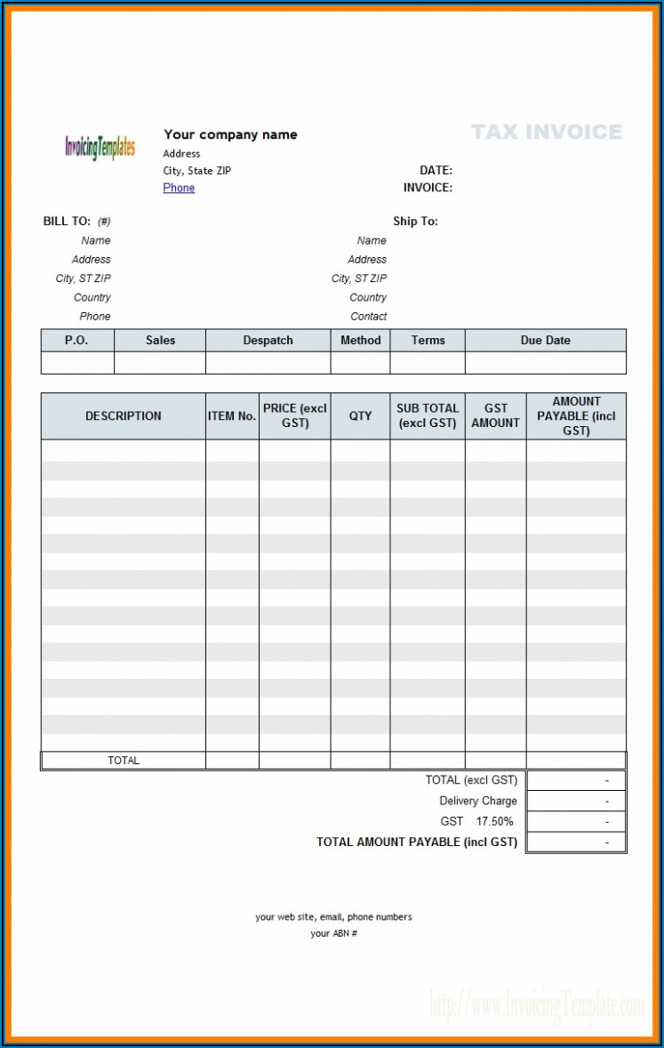 Australian Tax Invoice Template Excel