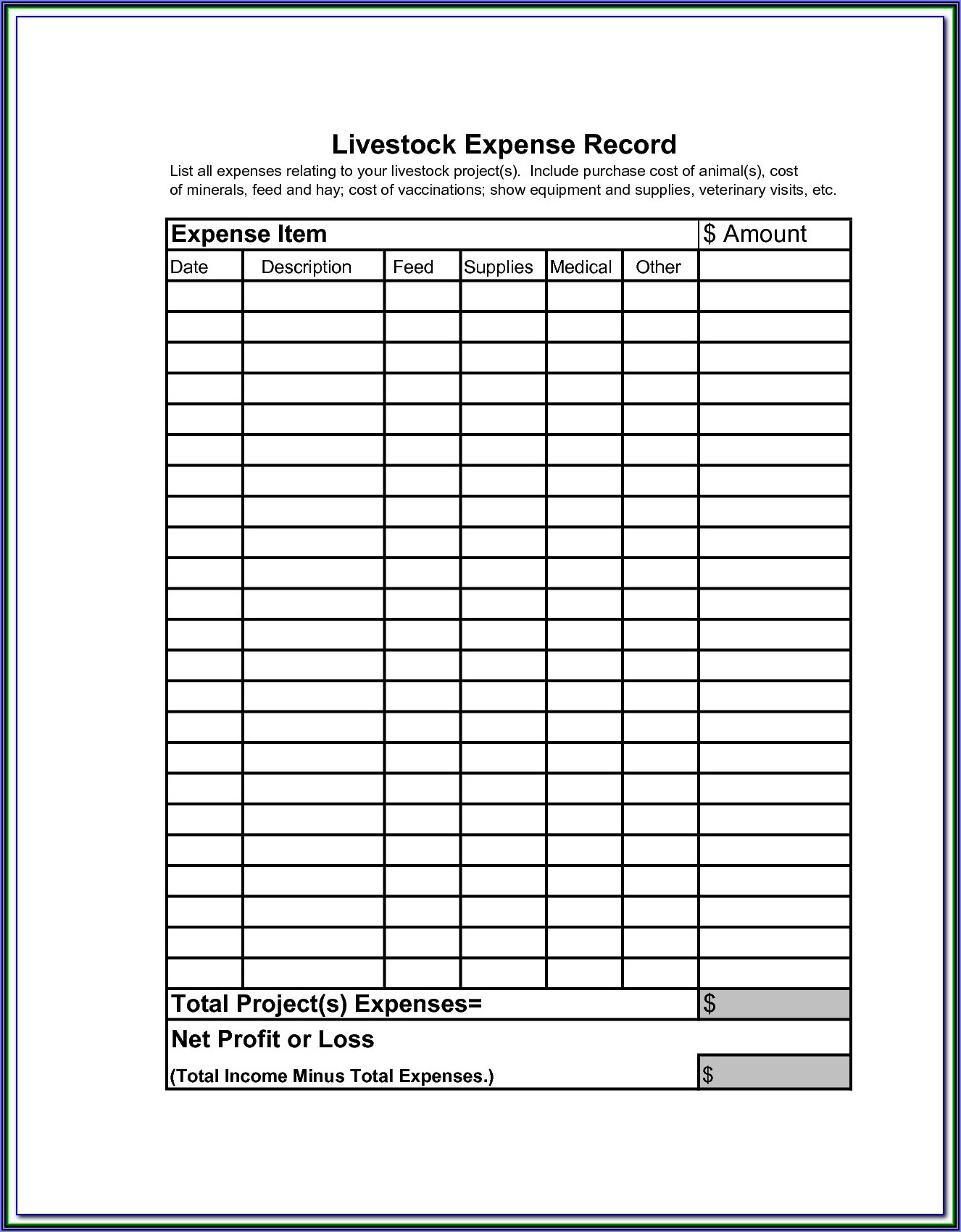 Beef Cattle Record Keeping Forms