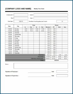 Bi Weekly Timesheet Template Free Download