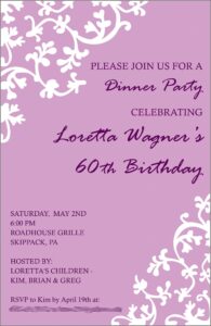Birthday Dinner Invitation Templates