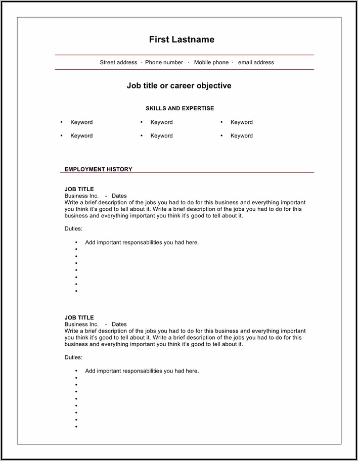 Blank Cv Template Free Download
