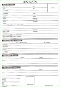 Blank Resume Form Pdf Download