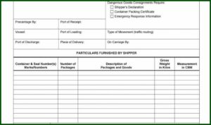 Blank Straight Bill Of Lading Short Form