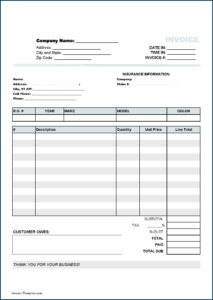 Body Repair Invoice Template
