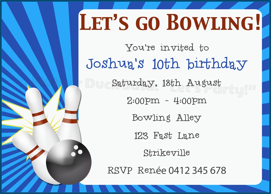 Bowling Birthday Invitation Templates Free