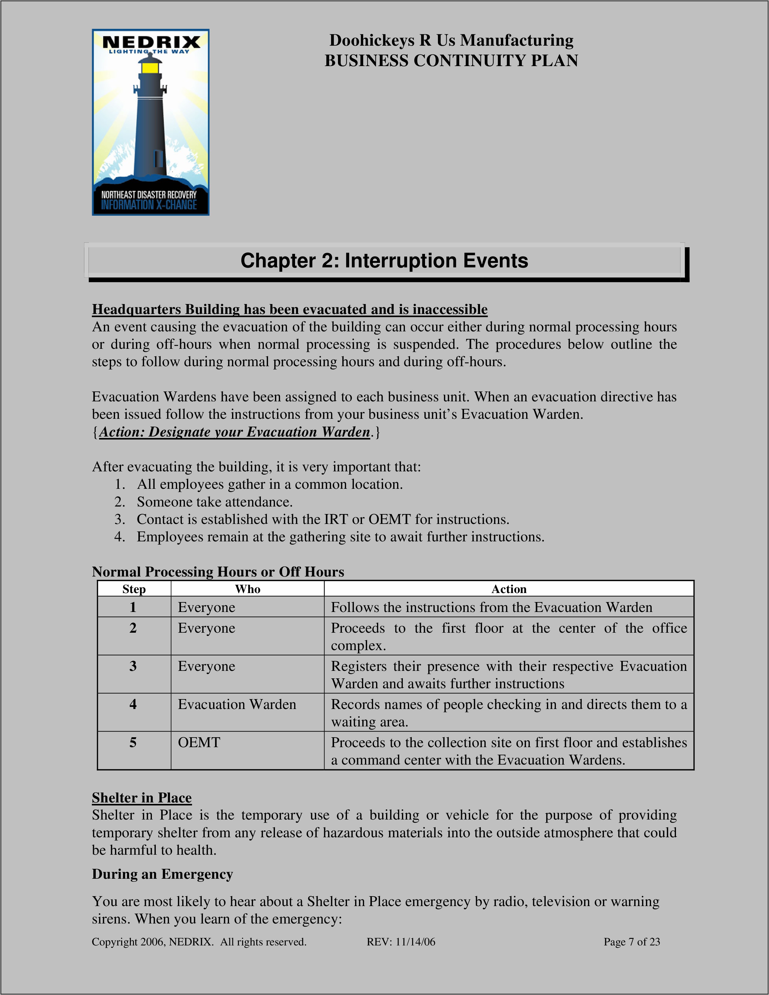 Business Continuity Plan Template For Manufacturing Pdf