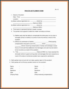 Car Accident Settlement Agreement Form Uk