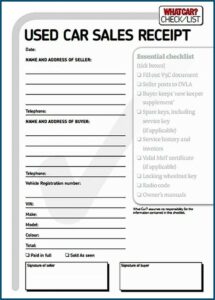 Car Sale Receipt Template Word Free