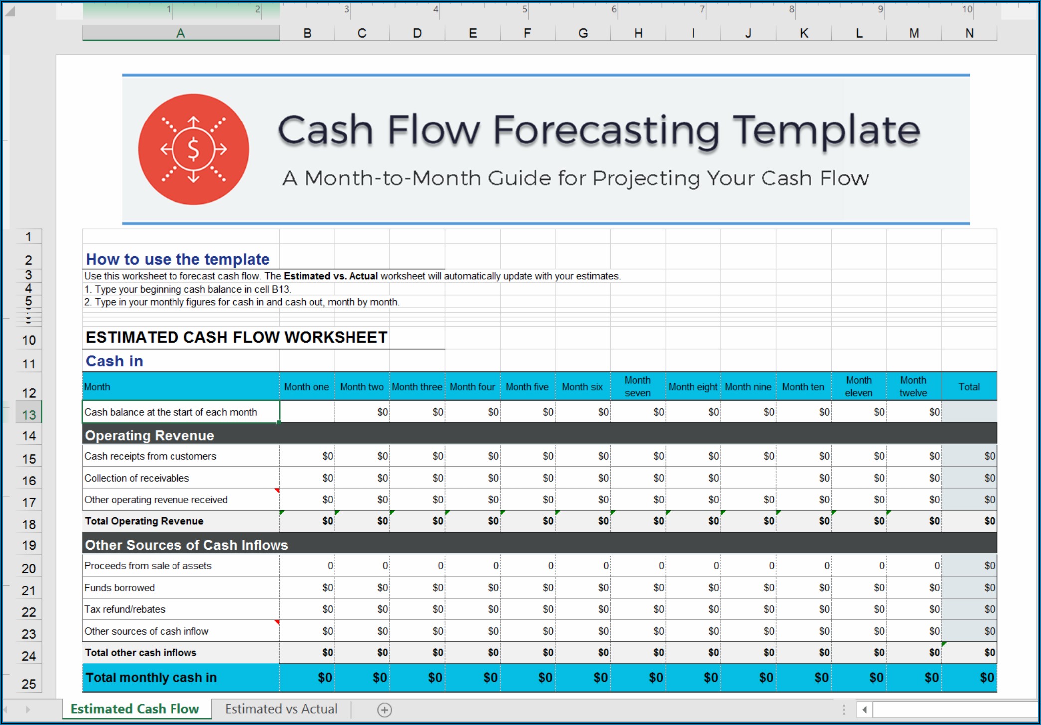 Cash Flow Forecast Template Excel