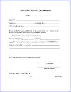 Chicago 5 Day Eviction Notice Form