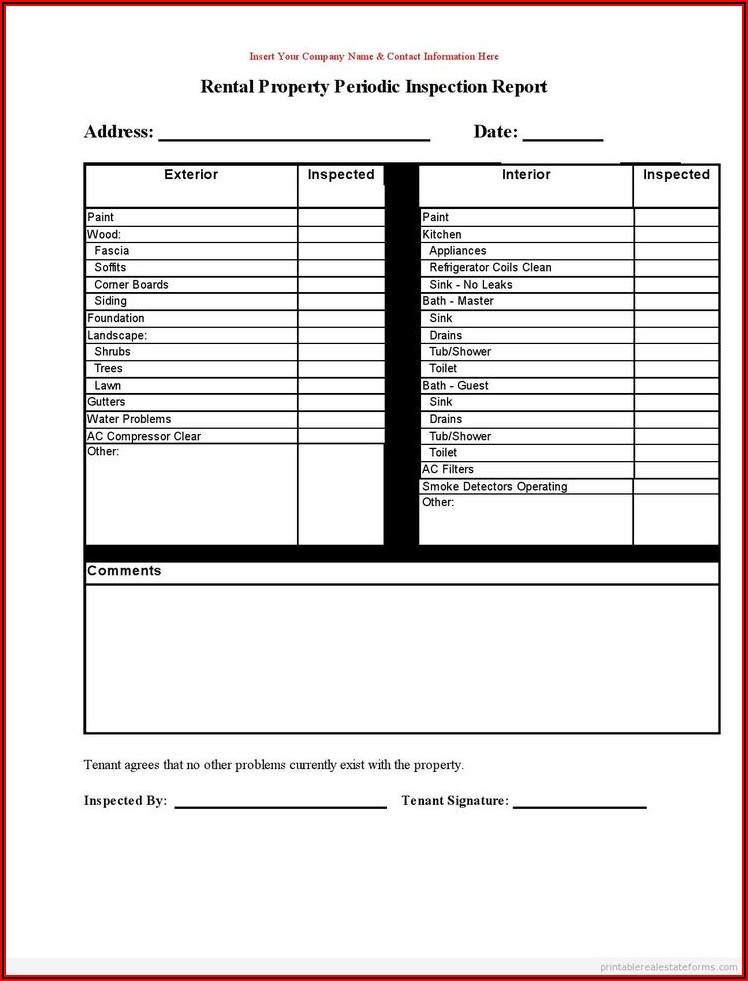 Commercial Property Rental Inspection Checklist Template