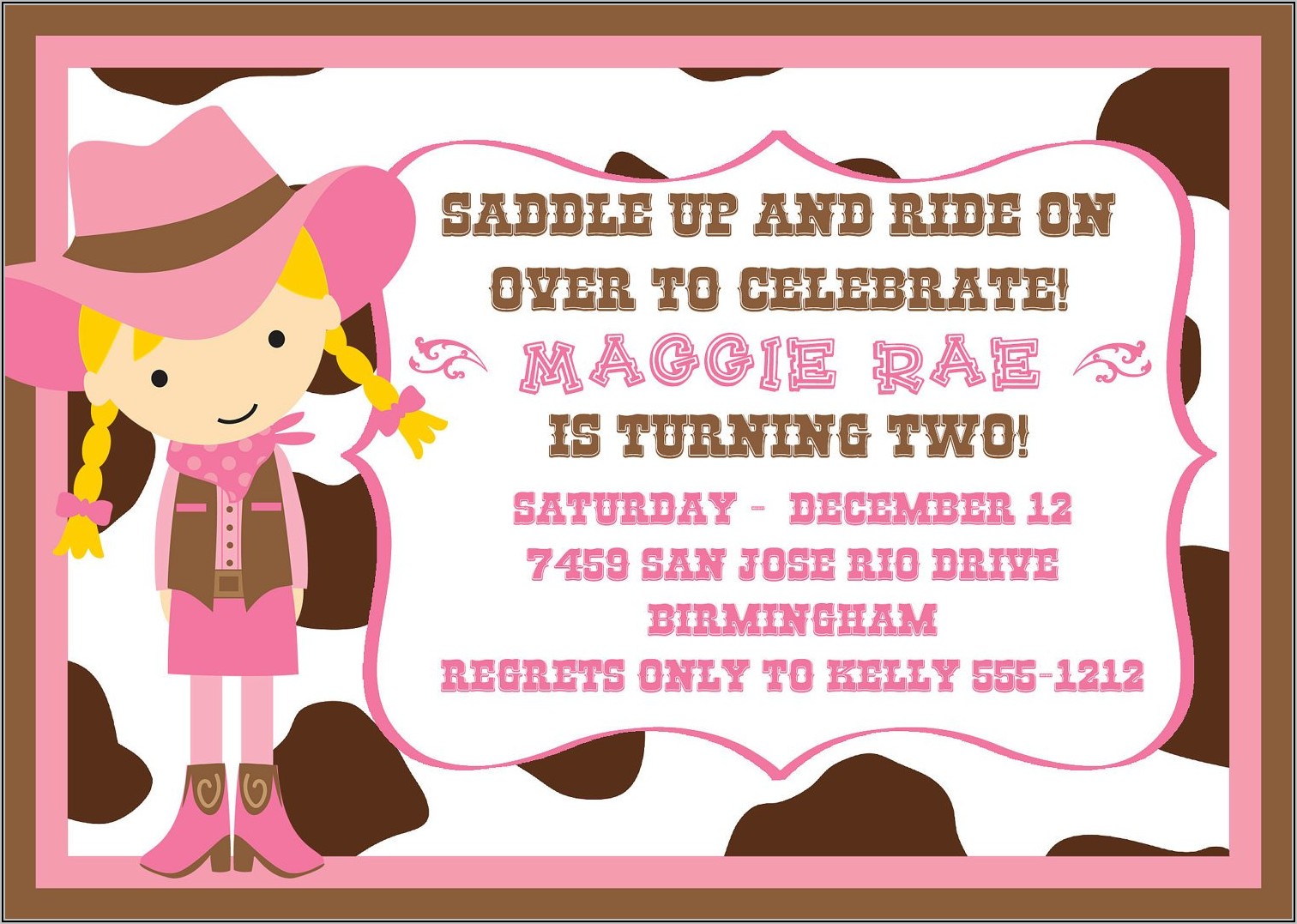 Cowgirl Birthday Invitations Templates Free
