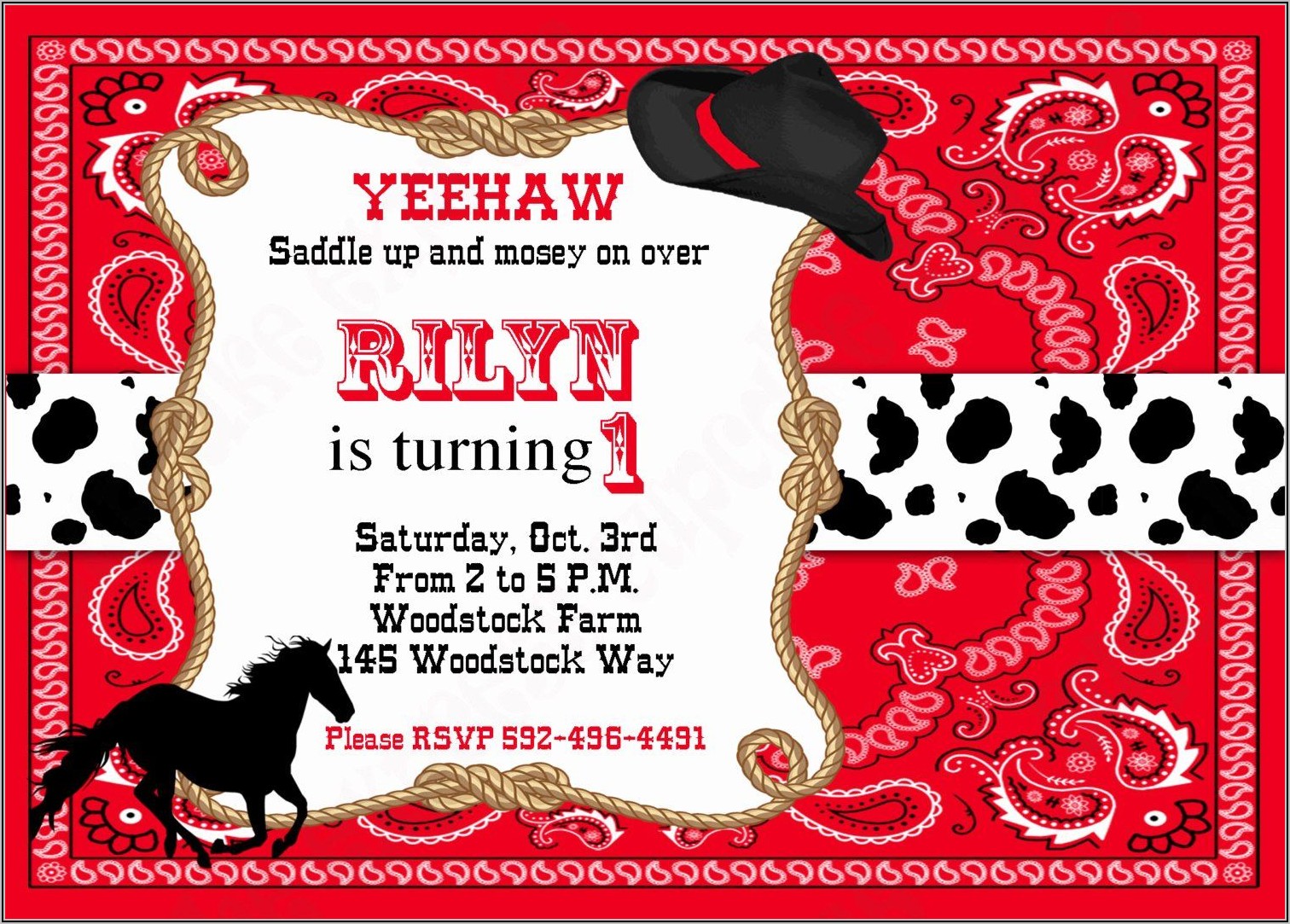 Cowgirl Birthday Party Invitation Template