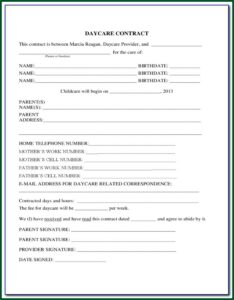 Daycare Agreement Form