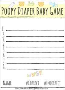 Dirty Diaper Baby Shower Game Template