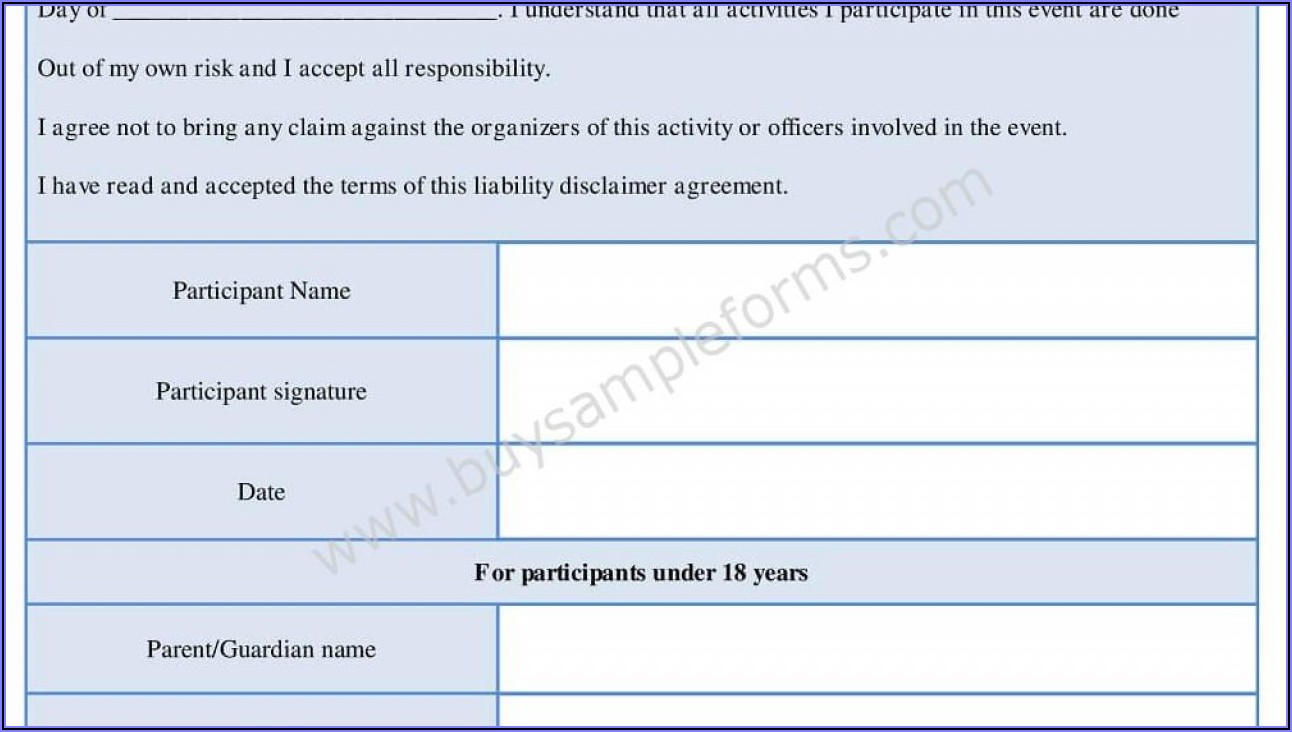 Disclaimer Forms Template