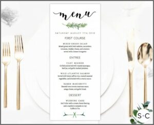 Downloadable Free Printable Wedding Menu Template