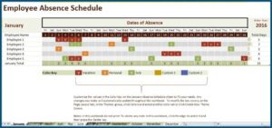 Employee Absence Calendar Template